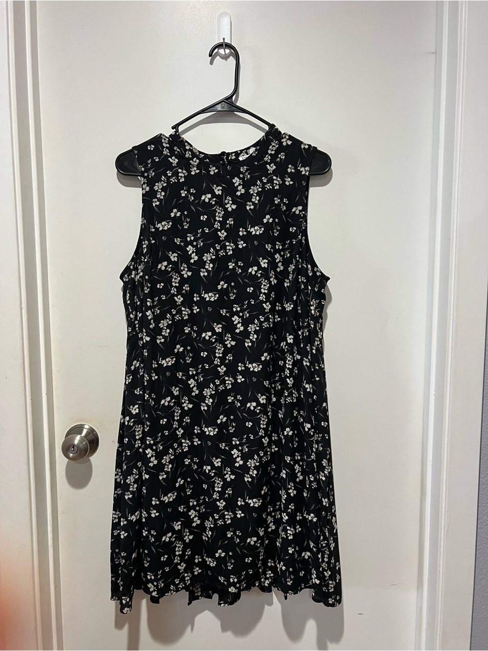 DR2 Black Mini Dress with White Floral Print